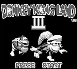 Title screen of Donkey Kong Land 3 on the Nintendo Game Boy.