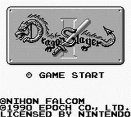 Title screen of Dragon Slayer on the Nintendo Game Boy.