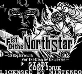 Title screen of Fist Of The North Star on the Nintendo Game Boy.