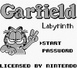 Title screen of Garfield Labyrinth on the Nintendo Game Boy.