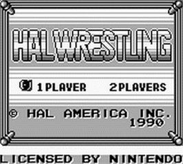 Title screen of Hal Wrestling on the Nintendo Game Boy.