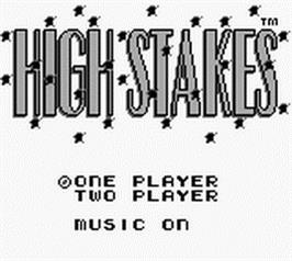 Title screen of High Stakes on the Nintendo Game Boy.