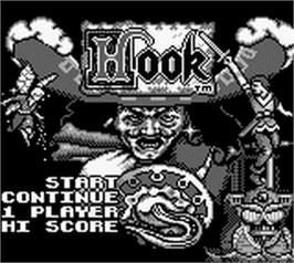Title screen of Hook on the Nintendo Game Boy.