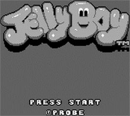 Title screen of Jelly Boy on the Nintendo Game Boy.