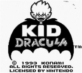 Title screen of Kid Dracula on the Nintendo Game Boy.