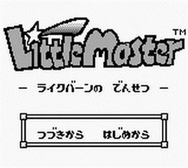 Title screen of Little Master - Raikuban No Densetsu on the Nintendo Game Boy.