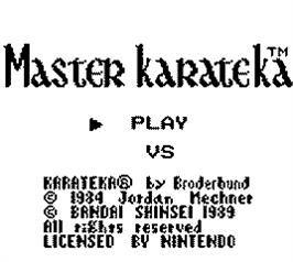 Title screen of Master Karateka on the Nintendo Game Boy.