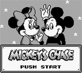 Title screen of Mickey's Dangerous Chase on the Nintendo Game Boy.