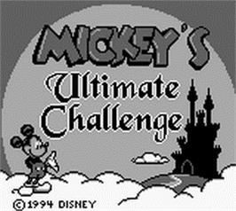 Title screen of Mickey's Ultimate Challenge on the Nintendo Game Boy.