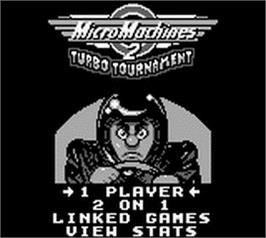 Title screen of Micro Machines 2 - Turbo Tournament on the Nintendo Game Boy.