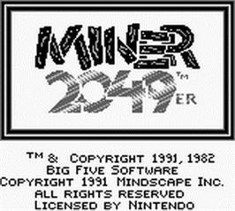 Title screen of Miner 2049er on the Nintendo Game Boy.