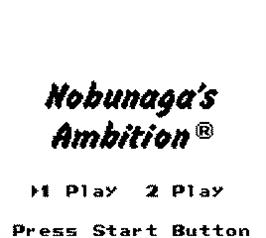 Title screen of Nobunaga's Ambition on the Nintendo Game Boy.