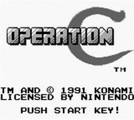Title screen of Operation C on the Nintendo Game Boy.