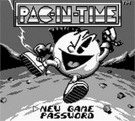 Title screen of Pac-in-time on the Nintendo Game Boy.