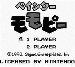 Title screen of Painter Momopie on the Nintendo Game Boy.