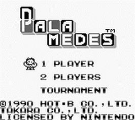 Title screen of Palamedes on the Nintendo Game Boy.