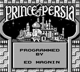 Title screen of Prince Of Persia on the Nintendo Game Boy.