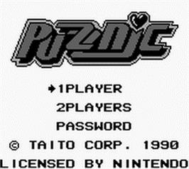 Title screen of Puzznic on the Nintendo Game Boy.