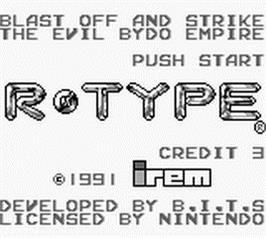 Title screen of R-type on the Nintendo Game Boy.