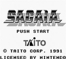 Title screen of Sagaia on the Nintendo Game Boy.