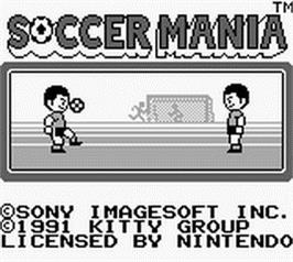Title screen of Soccer Mania on the Nintendo Game Boy.