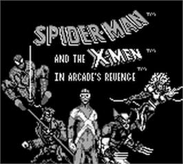 Title screen of Spider-man-x-men on the Nintendo Game Boy.