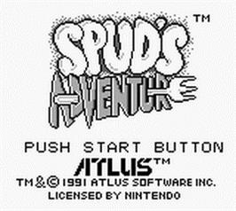 Title screen of Spud's Adventure on the Nintendo Game Boy.