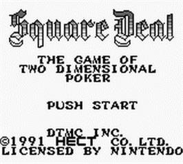 Title screen of Square Deal on the Nintendo Game Boy.