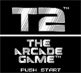 Title screen of T2 - The Arcade Game on the Nintendo Game Boy.