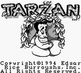 Title screen of Tarzan - Lord of the Jungle on the Nintendo Game Boy.