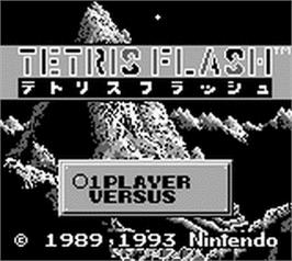 Title screen of Tetris Flash on the Nintendo Game Boy.