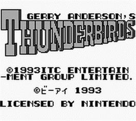 Title screen of Thunderbirds on the Nintendo Game Boy.