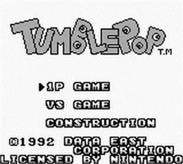 Title screen of Tumblepop on the Nintendo Game Boy.