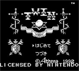 Title screen of Twin on the Nintendo Game Boy.