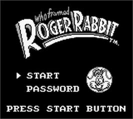 Title screen of Who Framed Roger Rabbit? on the Nintendo Game Boy.