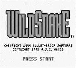 Title screen of Wild Snake on the Nintendo Game Boy.
