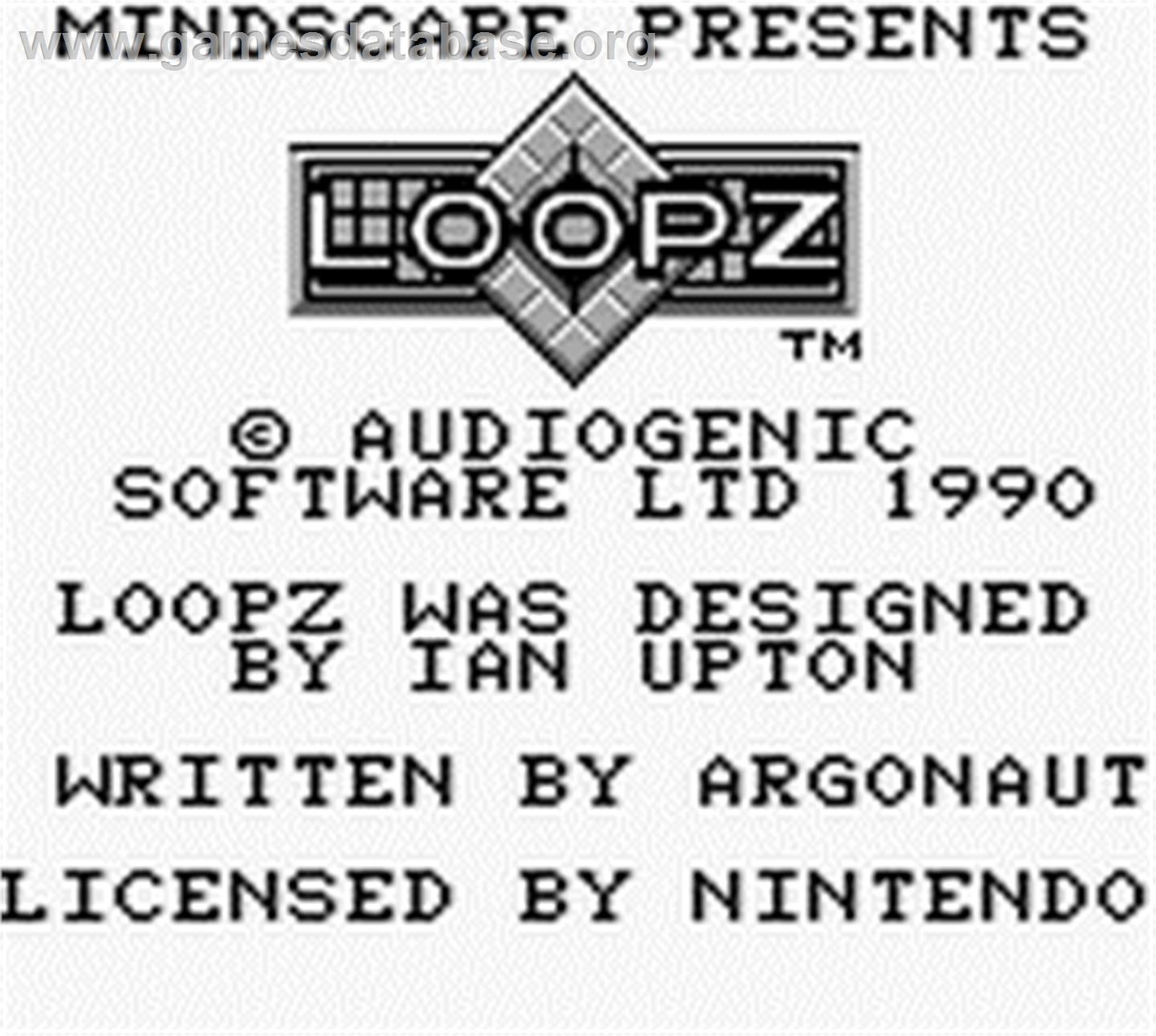 Loopz - Nintendo Game Boy - Artwork - Title Screen