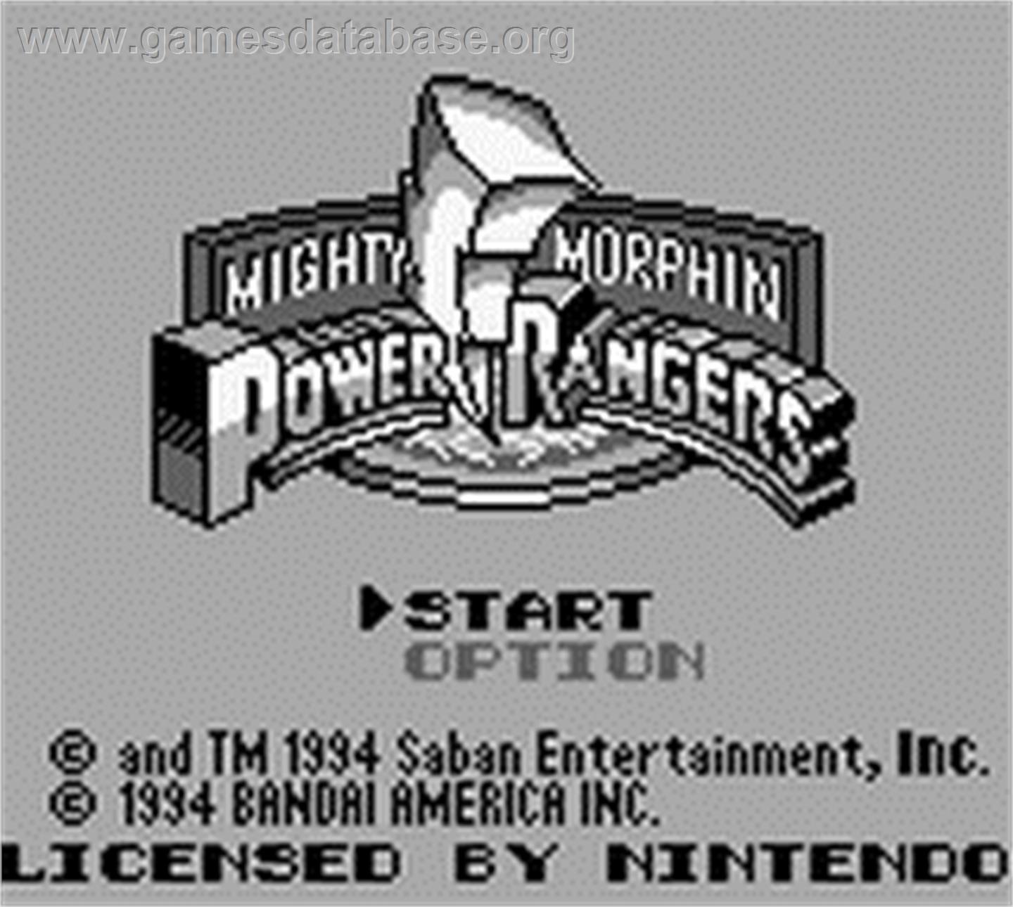 Mighty Morphin Power Rangers - Nintendo Game Boy - Artwork - Title Screen