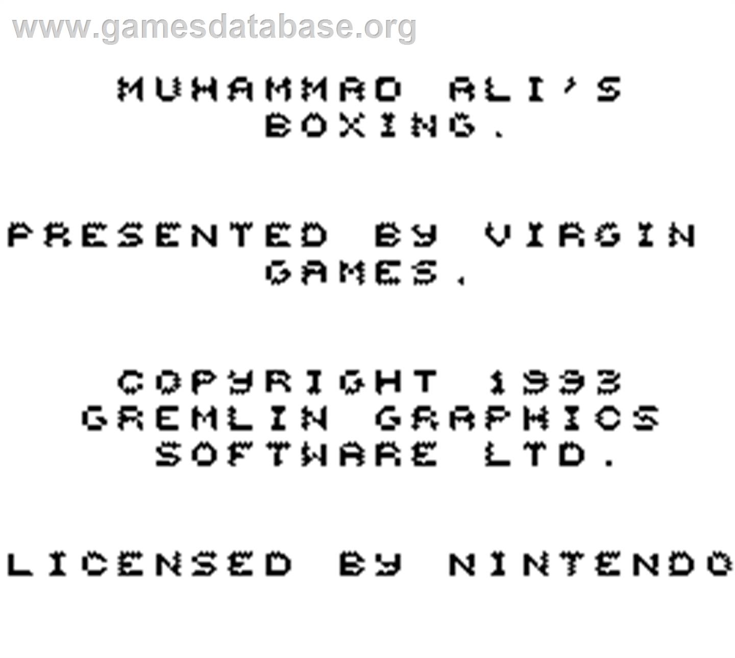Muhammad Ali Heavyweight Boxing - Nintendo Game Boy - Artwork - Title Screen