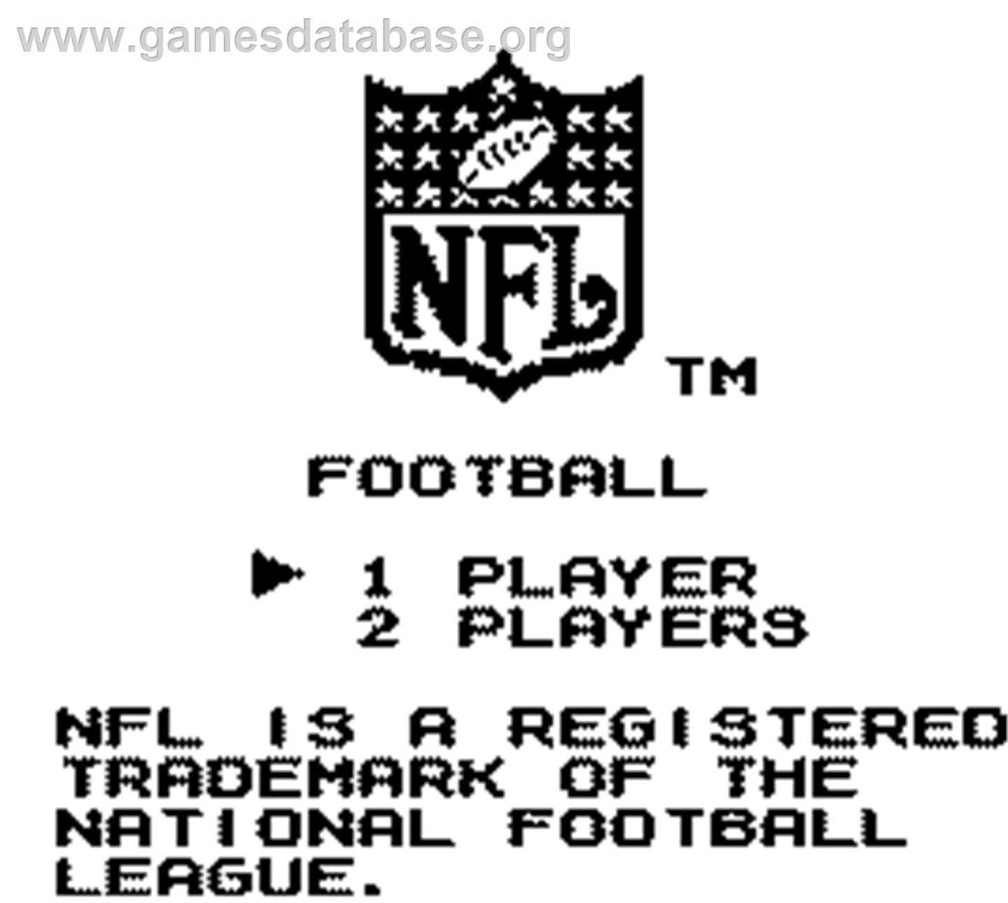 NFL Football - Nintendo Game Boy - Artwork - Title Screen