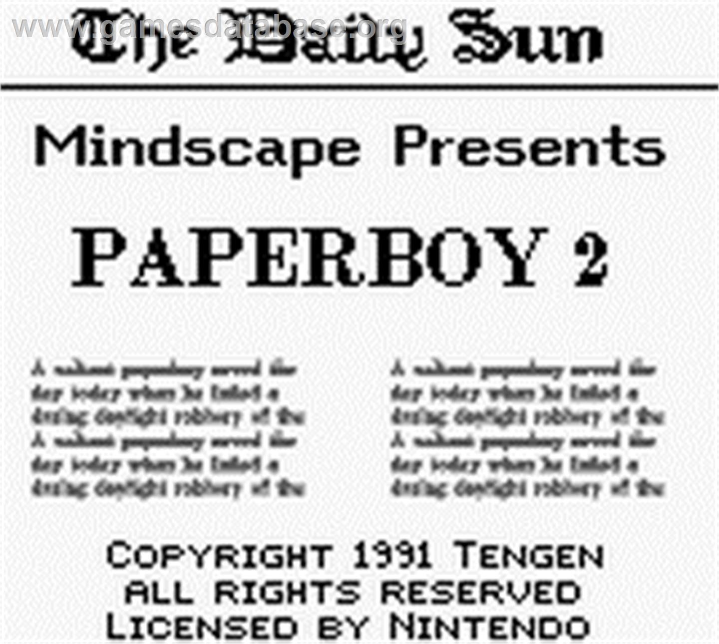 Paperboy 2 - Nintendo Game Boy - Artwork - Title Screen