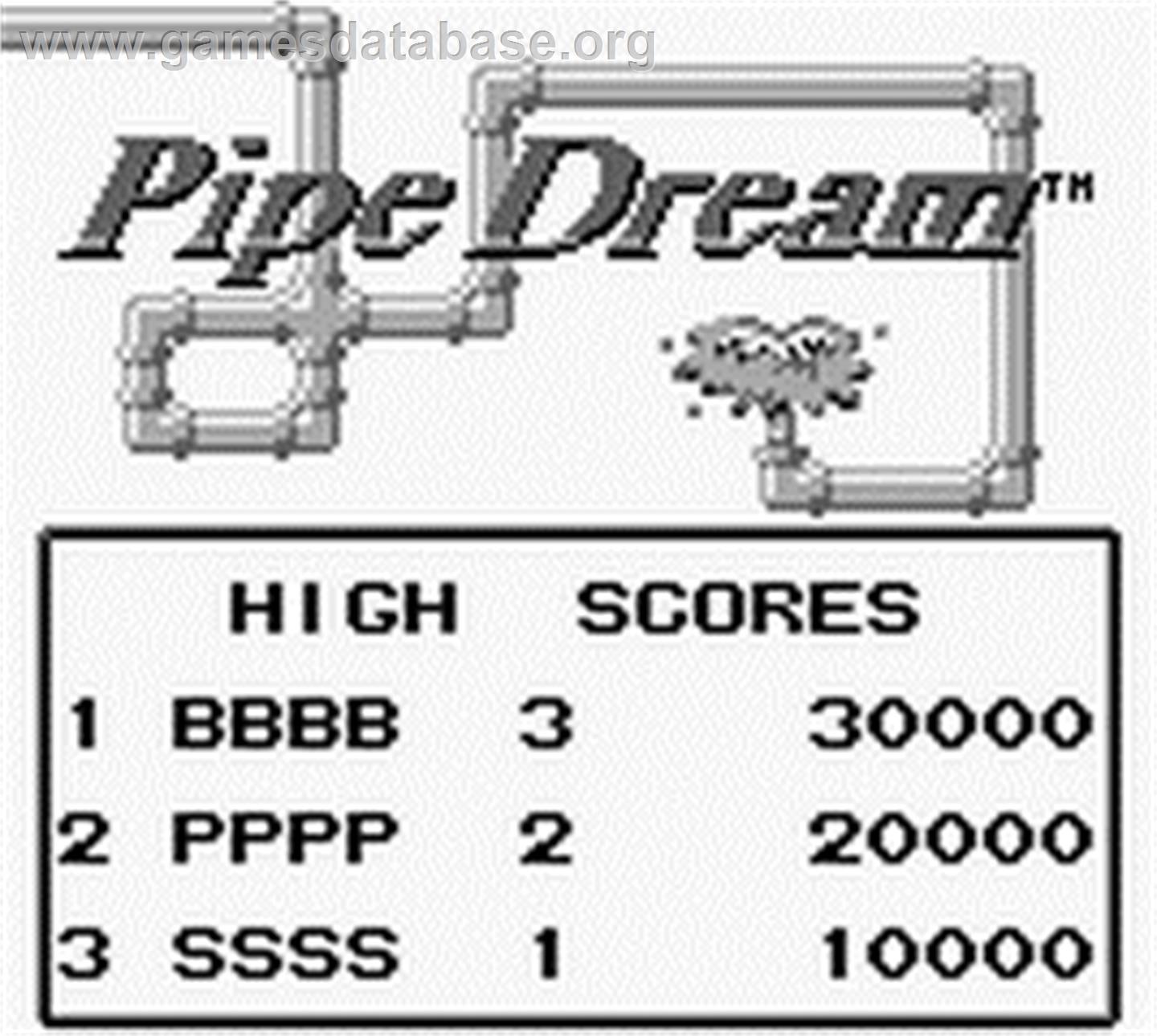 Pipe Dream - Nintendo Game Boy - Artwork - Title Screen