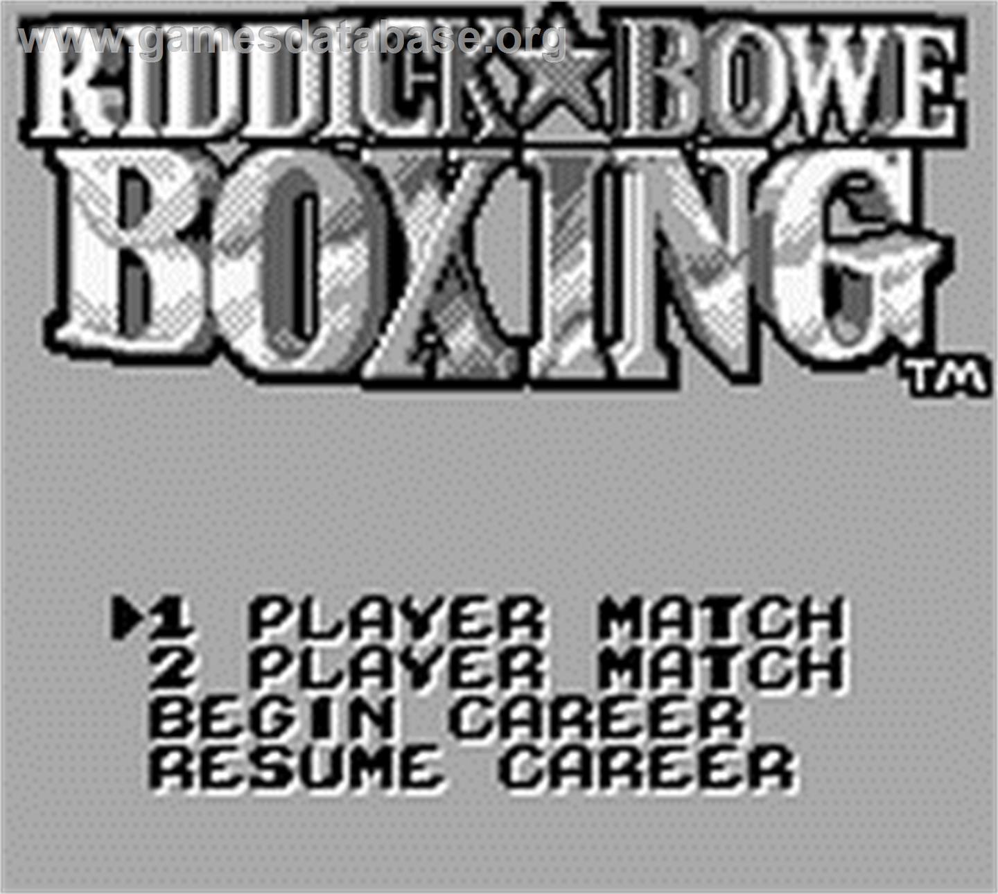 Riddick Bowe Boxing - Nintendo Game Boy - Artwork - Title Screen