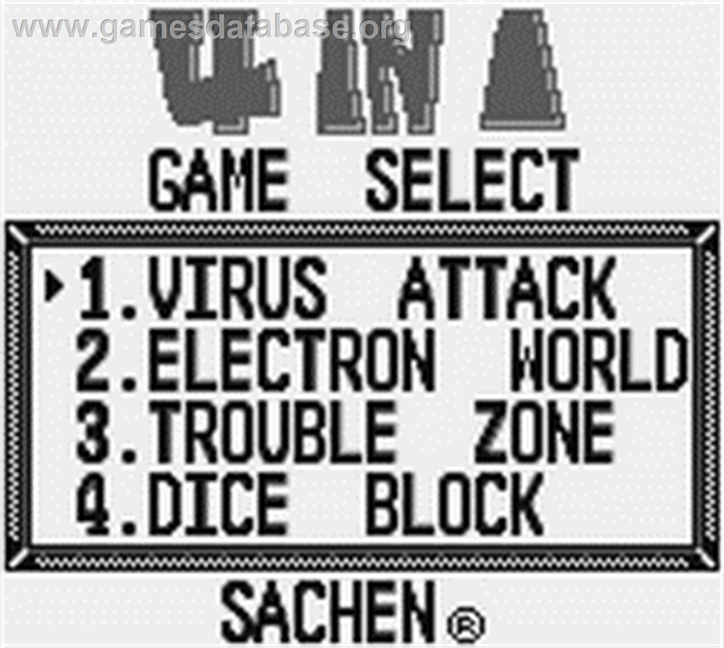 Sachen Super 4 en 1 - Nintendo Game Boy - Artwork - Title Screen
