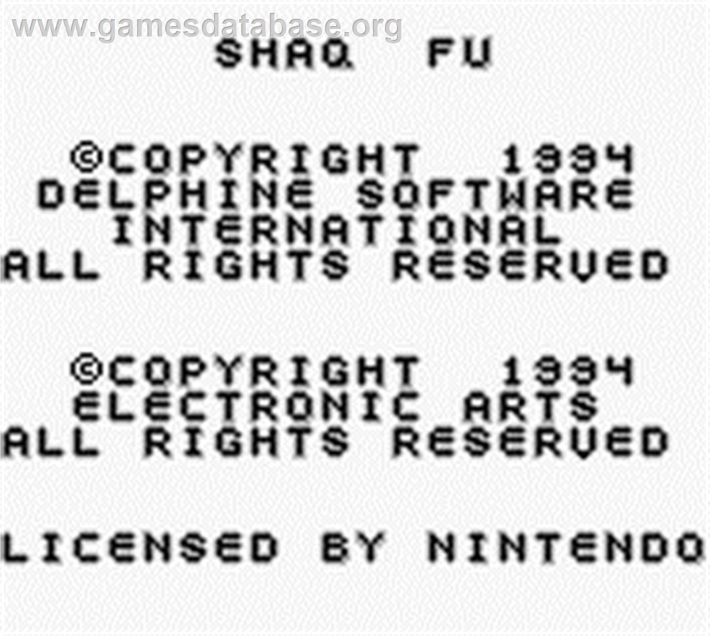 Shaq Fu - Nintendo Game Boy - Artwork - Title Screen