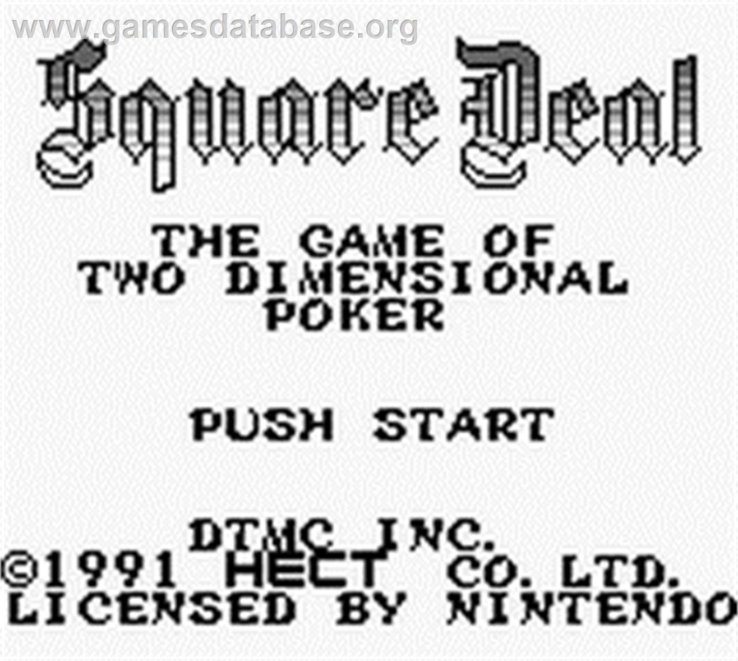 Square Deal - Nintendo Game Boy - Artwork - Title Screen