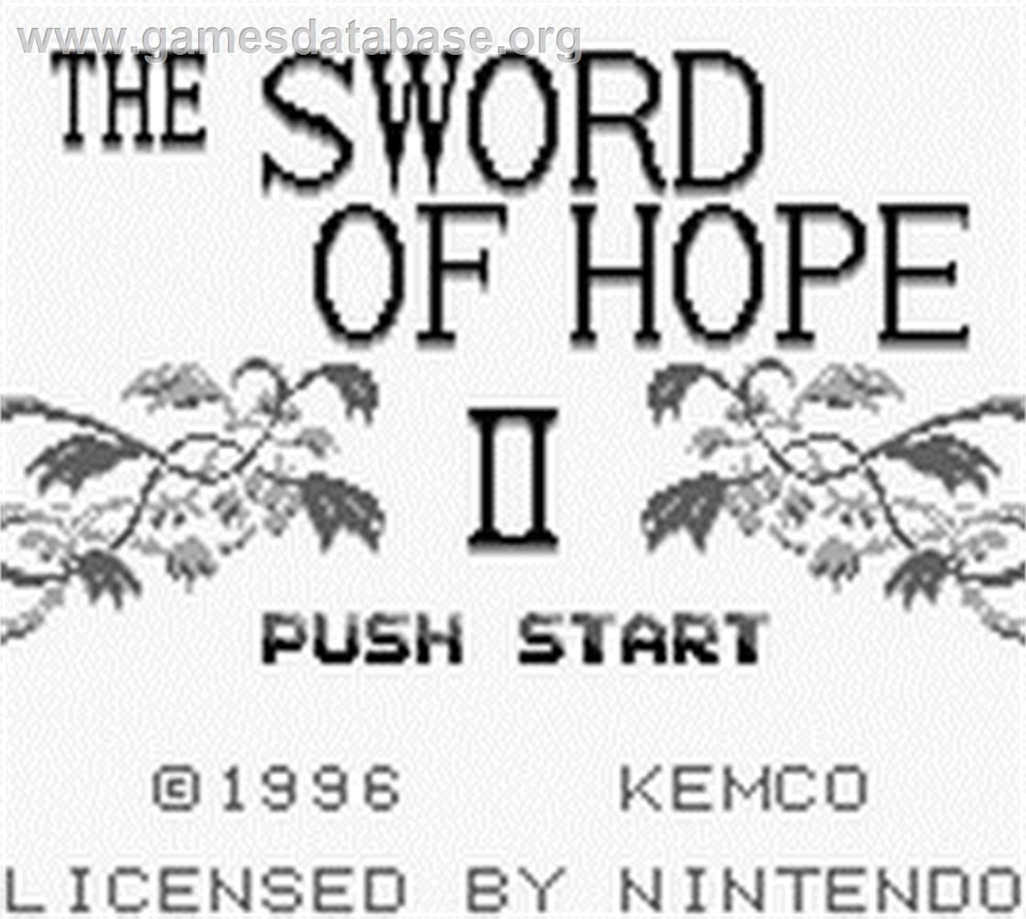 Sword of Hope 2 - Nintendo Game Boy - Artwork - Title Screen