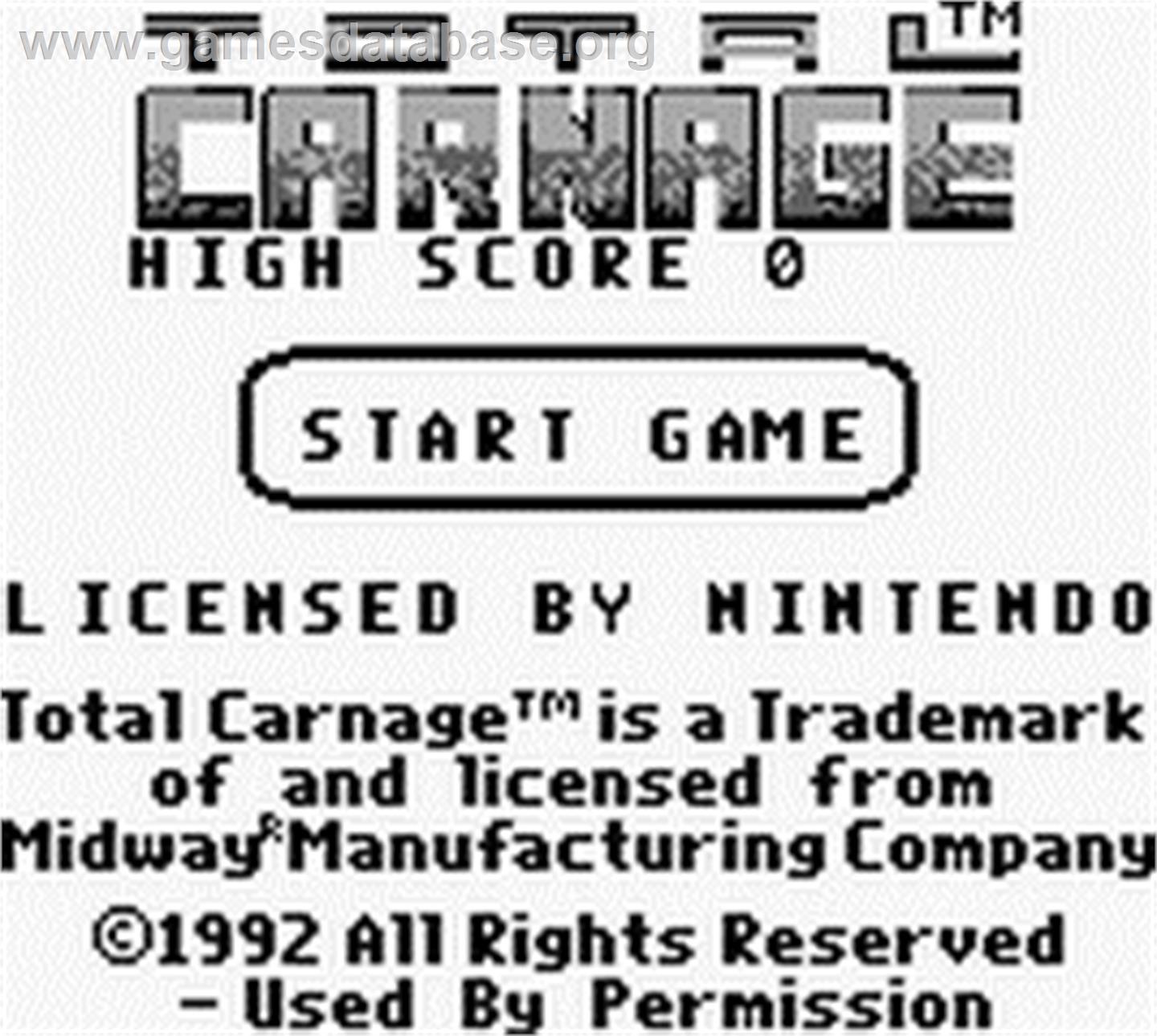 Total Carnage - Nintendo Game Boy - Artwork - Title Screen