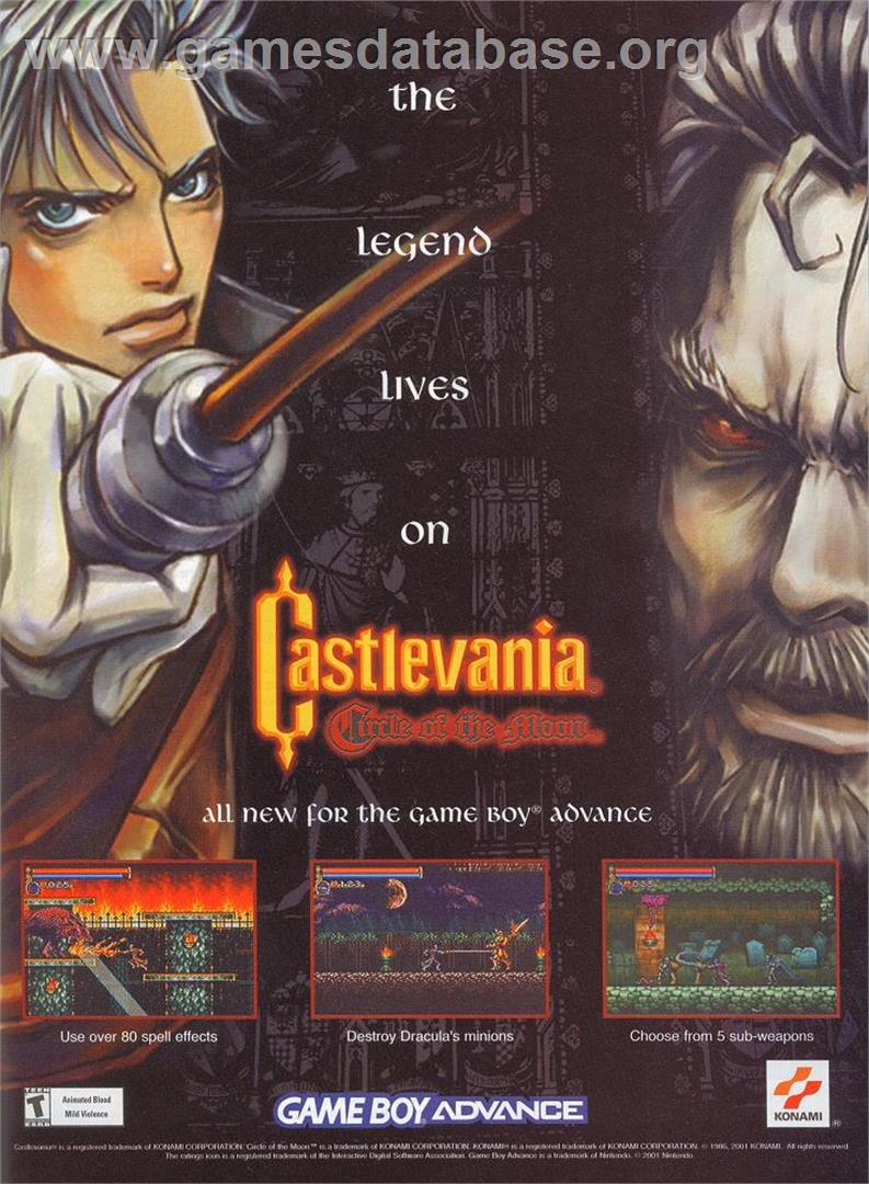 Castlevania: Circle of the Moon - Nintendo Game Boy Advance - Artwork - Advert