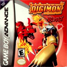 Box cover for Digimon Ruby on the Nintendo Game Boy Advance.